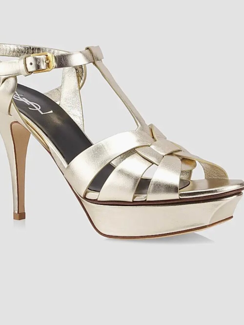 Saint Laurent Tribute Metallic Gold Platform Sandals – Size 8.5